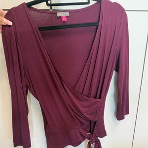 Vince Camuto Deep Burgundy Wrap Blouse medium